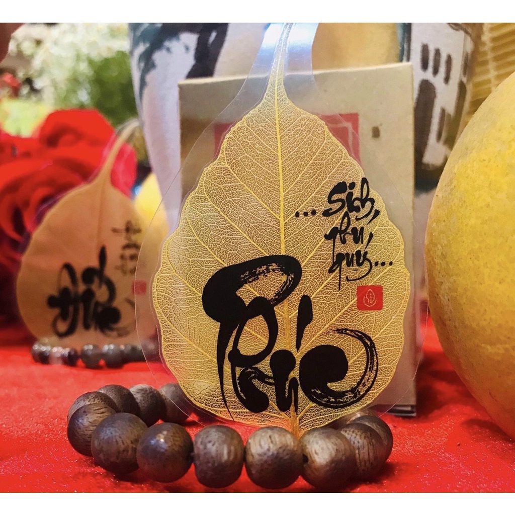 Lá Bồ Đề Nhủ Vàng Kim Thư Pháp Bình An Phúc Lộc Từ Chùa Bái Đính Phẩm Vật Thủ Công Mỹ Nghệ Truyền Thống Đẹp Nhất