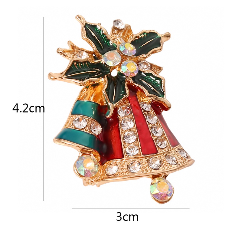 Badge Lapel Brooch Pin Christmas Leaf Bells Metal Fashion Enamel Temperament