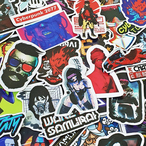 Bộ hình dán game Cyberpunk 2077 sticker pvc chống nước cao cấp, không bay màu - Owl Sticker