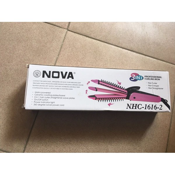 ⚡DÙNG LÀ ĐẸP⚡ Lược điện uốn tóc tiện dụng 3 in 1 uốn, duỗi, bấm, là Nova NHC-1616-2