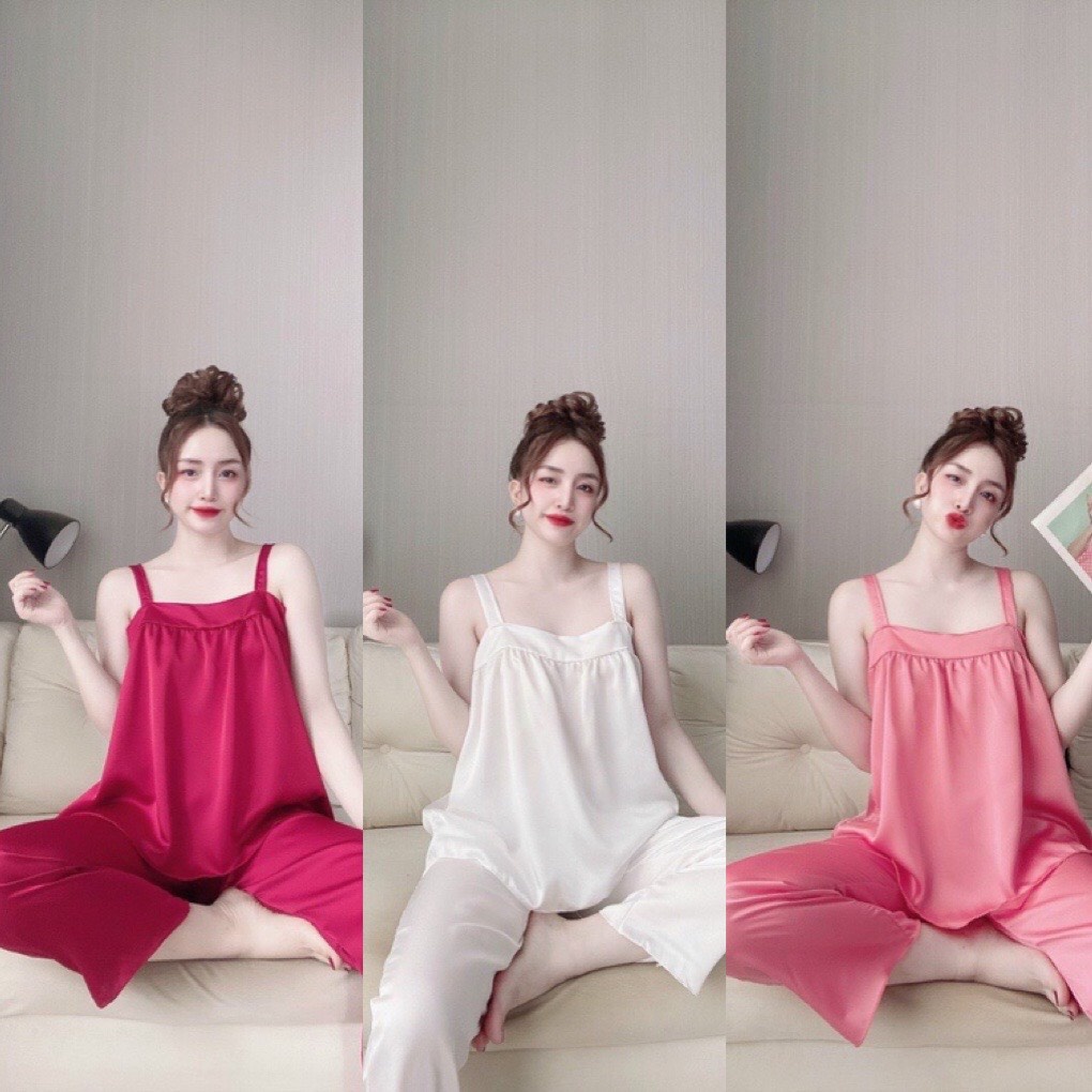 Đồ ngủ sexy nữ 🍂 Đồ ngủ chất phi lụa 2 dây chất lụa mịn quyến rũ 🍂 freesize < 60 kg | BigBuy360 - bigbuy360.vn