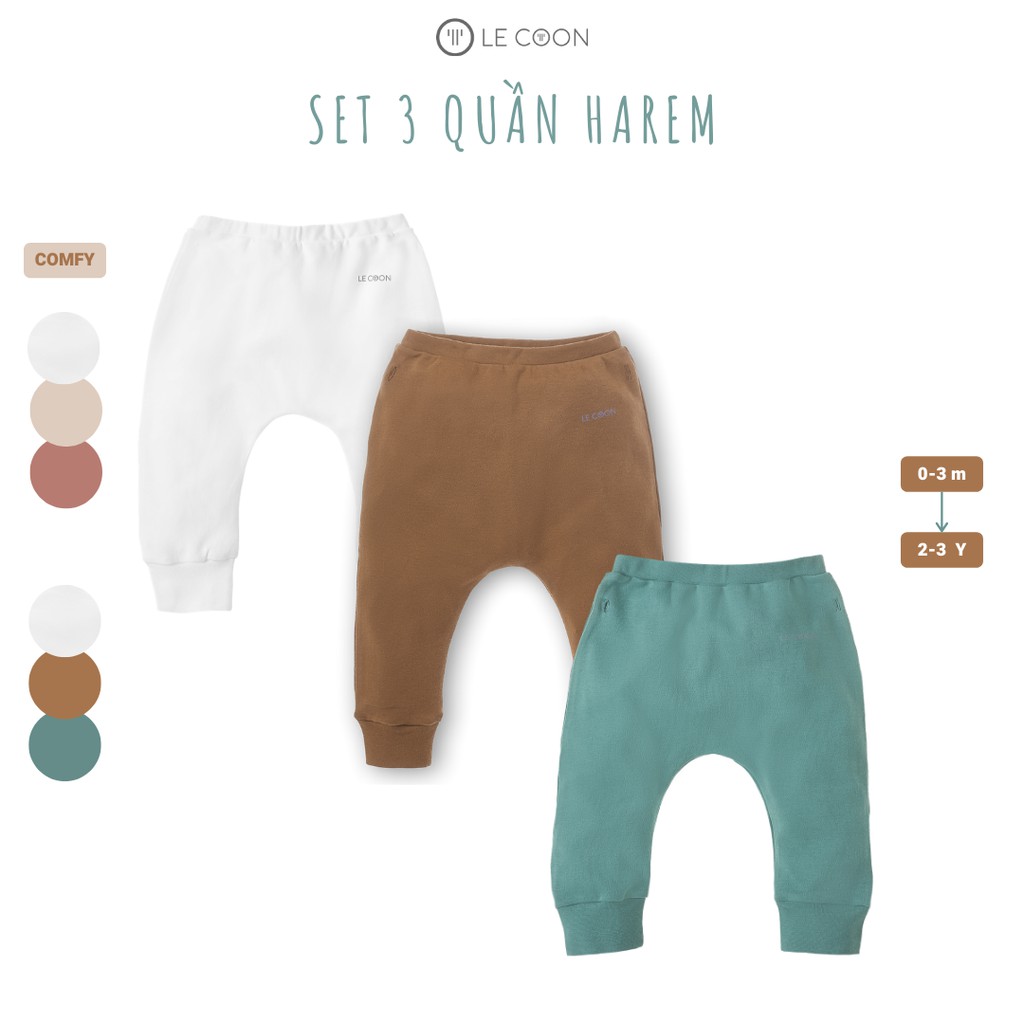 LE COON | SET 3 Quần HAREM | COMFY | 0-3 tuổi