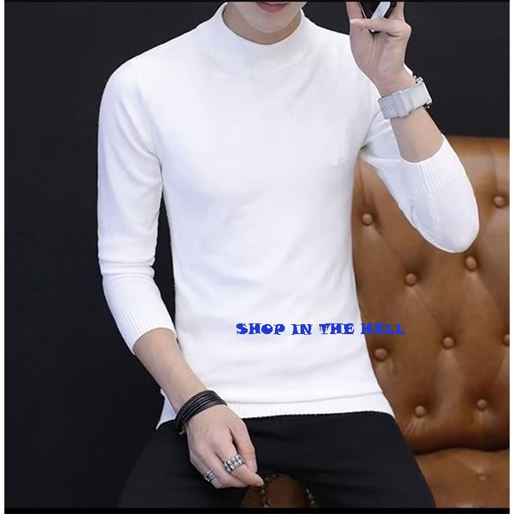 ÁO LEN TRƠN CỔ TRÒN CHẤT ĐẸP DÀI TAY MÀU TRẮNG