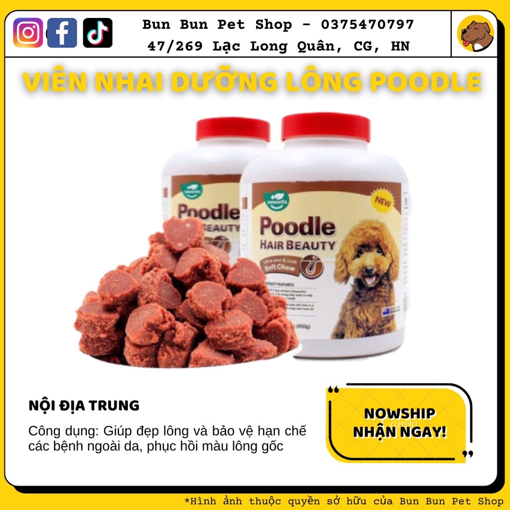 Viên nhai dưỡng lông dành cho chó poodle