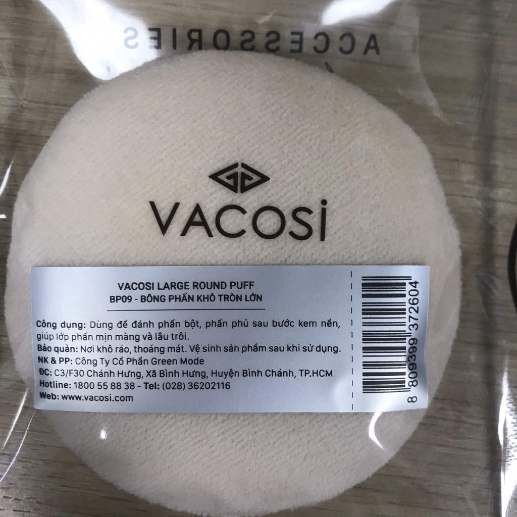 Bông phấn cotton khô bông trang điểm tròn Vacosi đủ size BP19, BP20, PK01, PK03