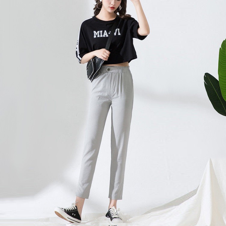 Quần baggy công sở eo chun thời trang đơn giản thanh lịch cho nữ