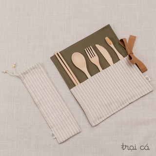 Túi Vải Đựng Thìa Đũa Chia Ngăn Tiện Lợi TRẠI CÁ HOME