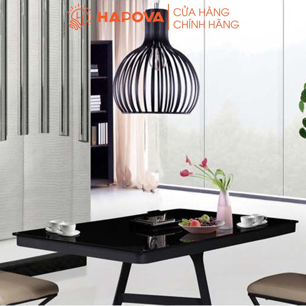 Bộ 3 Đèn thả lồng Chim HAPOVA JOYCE 6870/3 màu Đen cỡ 230mm + Tặng kèm bóng led AS Vàng