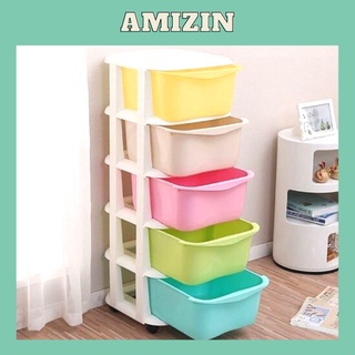 Tủ nhựa lắp ghép AMIZIN Tủ nhựa quần áo trẻ em ngăn kéo 5 tầng có bánh xe dễ dàng di chuyển