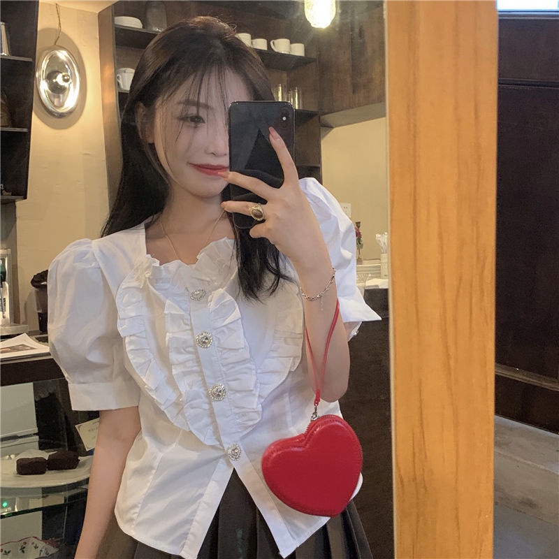 Áo Sơ Mi Trắng Tay Ngắn Phồng Thiết Kế Mới 2021 Dành Cho Nữ | BigBuy360 - bigbuy360.vn