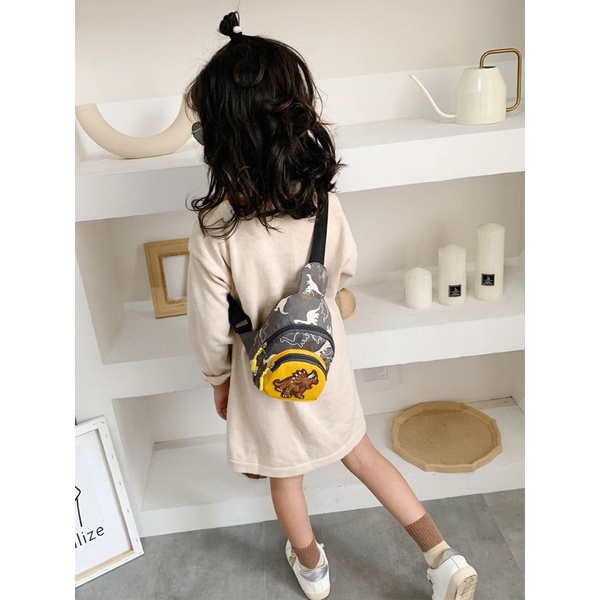 Túi ,balo mini đeo chéo khủng long cho bé trai, bé gái - Vải dù.