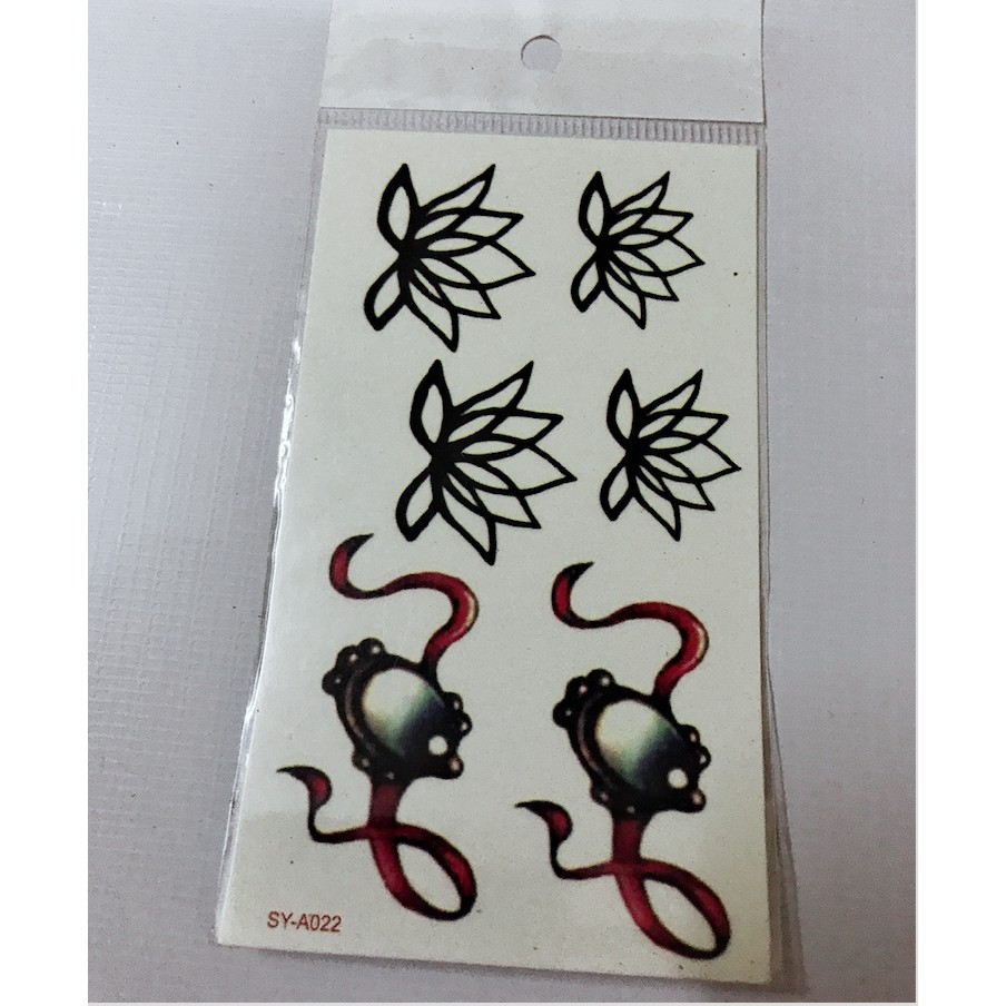 Hình xăm dán hoa sen đen 10x6cm- mua 5 tặng 1 mini xinh