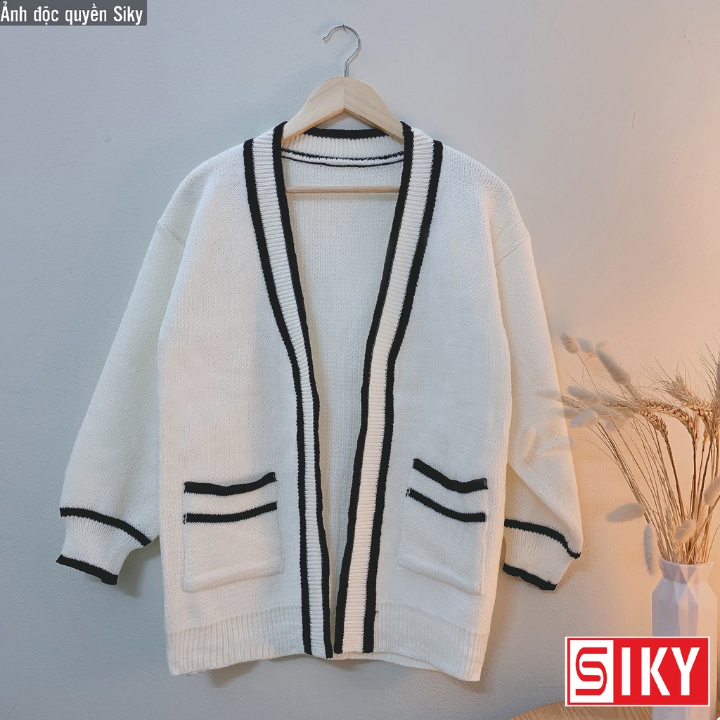 Áo cadigan len trơn nữ form rộng thiết kế viền siêu xinh KL05 | BigBuy360 - bigbuy360.vn