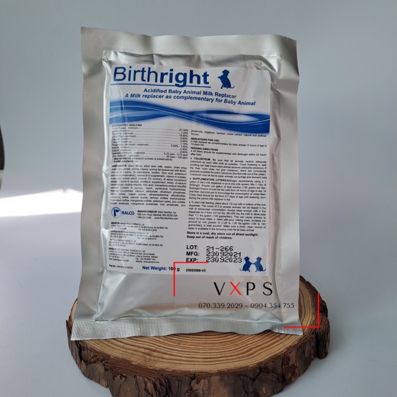 Birthright gói 100g - Sữa bột thay thế sữa mẹ cho chó mèo con