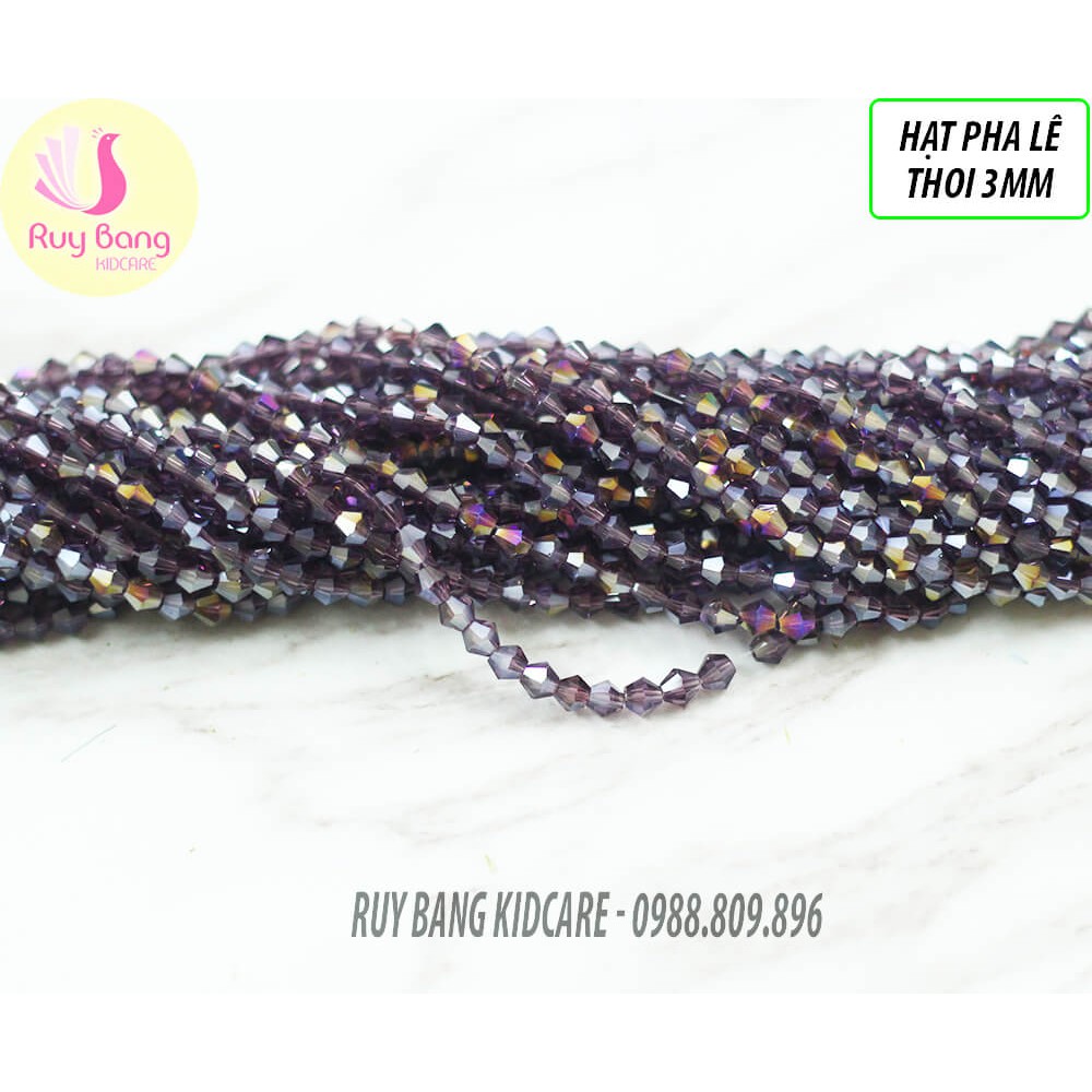 Hạt pha lê thoi 3mm tông xám-hồng-tím-đen