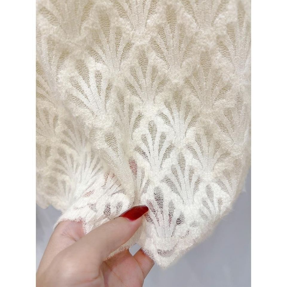 Áo Kiểu Tay Dài Dáng Ôm Phối Ren Lưới Thời Trang Xuân Thu Phong Cách Hàn Quốc Quyến Rũ Cho Nữ