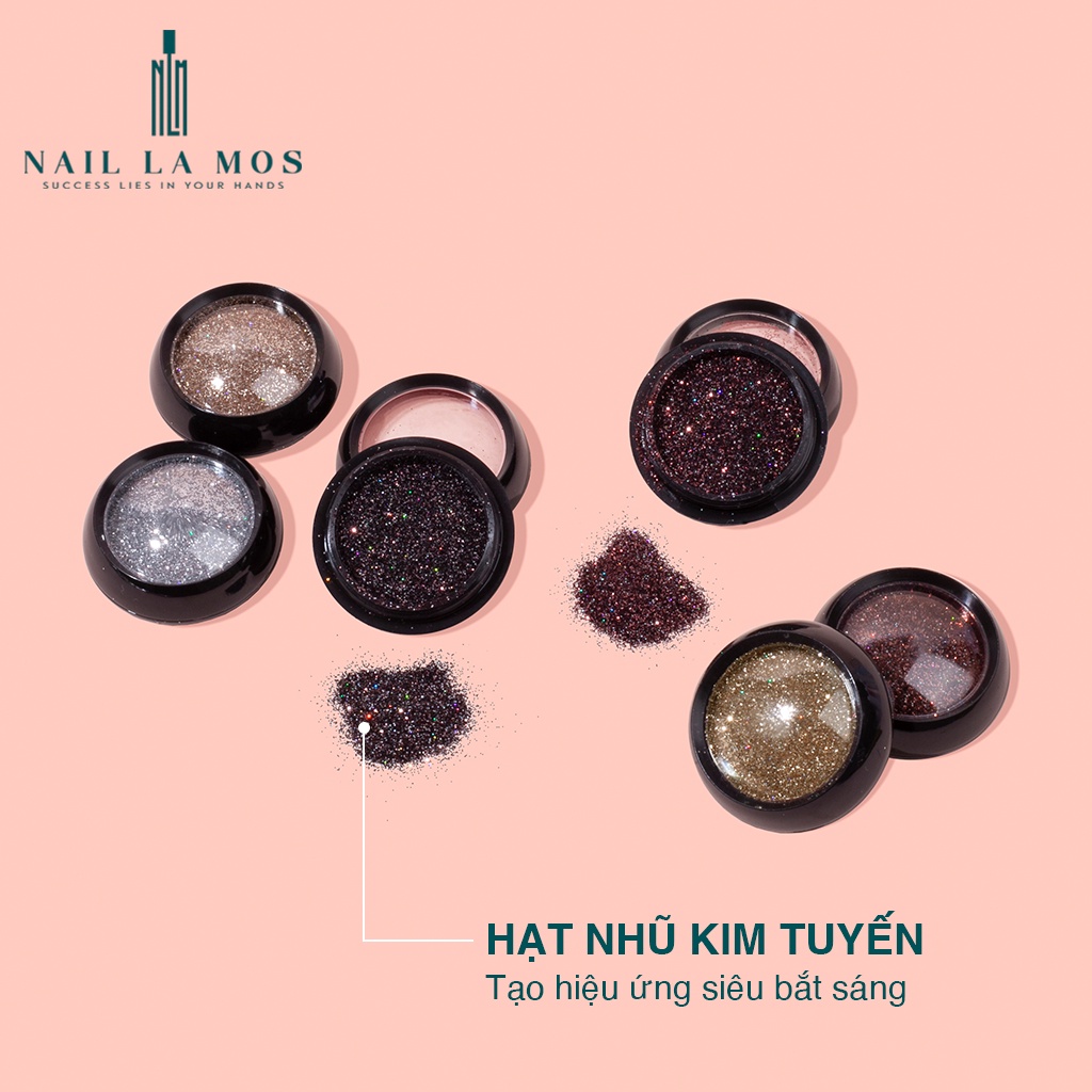 Nhũ rắc ánh kim cương - Nhũ rắc nail 6 màu sang chảnh trang trí móng tay (lẻ 1 hủ)
