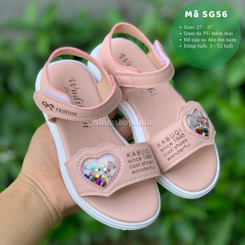 Sandal bé gái 3 - 12 tuổi quai ngang họa tiết Elsa Anna da mềm quai hậu thời trang phong cách Hàn Quốc SG56