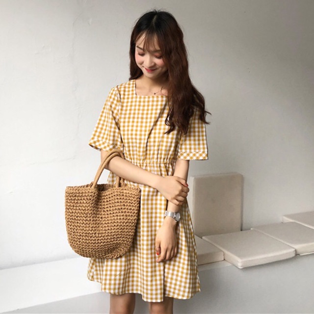 ORDER VÁY VINTAGE KẺ CARO ULZZANG