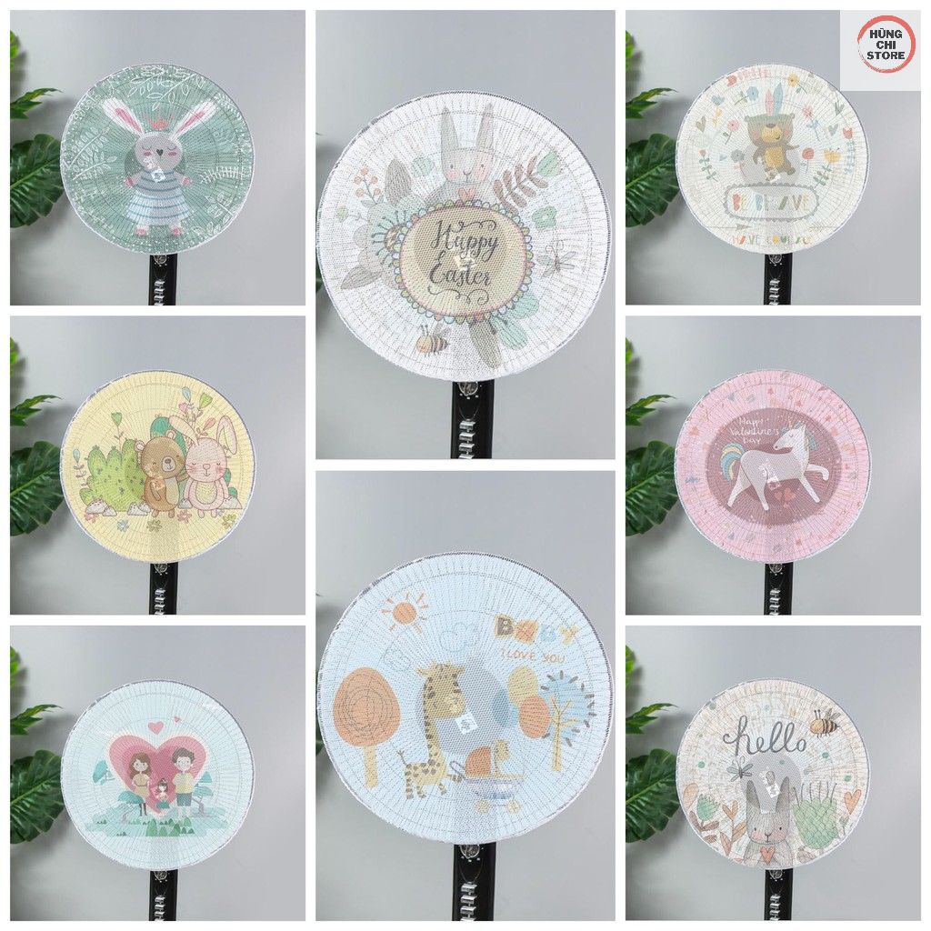 Lưới Bọc Lồng Quạt Có Dây Rút Size Lớn 45cm An Toàn Cho Bé Hoạ Tiết Dễ Thương T027