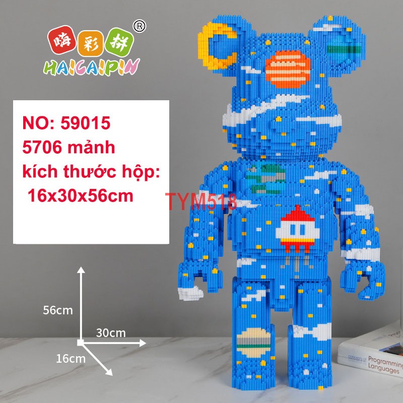 Xếp hình Gấu Bearbrick cỡ lớn 55cm Đồ chơi lắp ráp mô hình bear bricK cho bé