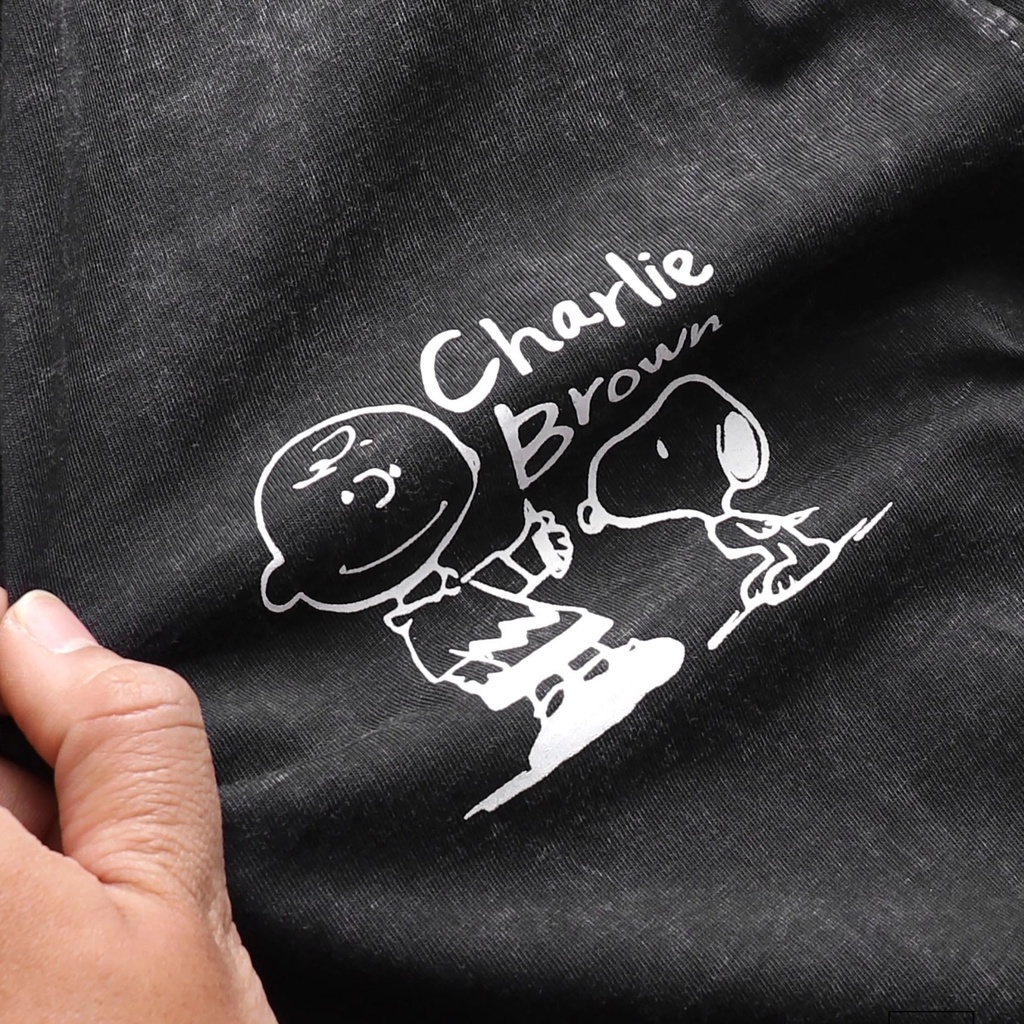 Áo thun tay lỡ SNOOKY WASH phông Unisex nam nữ Cotton oversize form rộng LUNACY TB27 | BigBuy360 - bigbuy360.vn