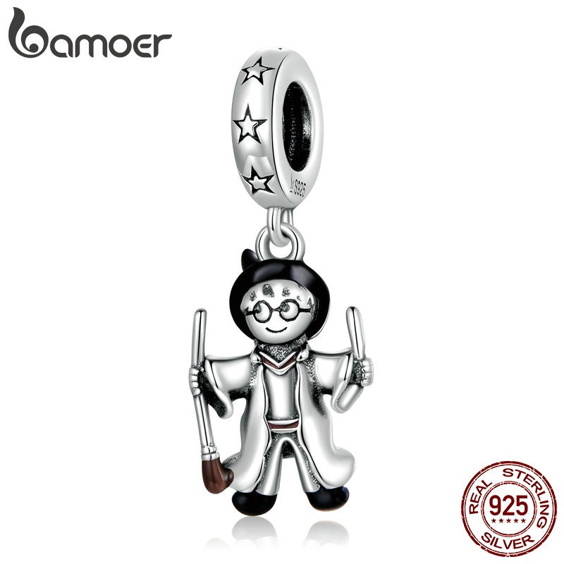 Mặt phụ kiện Bamoer SCC2082 bằng bạc 925 hình cậu bé ma thuật thời trang làm vòng đeo tay DIY