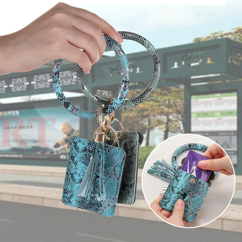 RAINBOW Vòng Tay Da Rắn Giữ Thẻ ID / Chìa Khóa Giá Đỡ