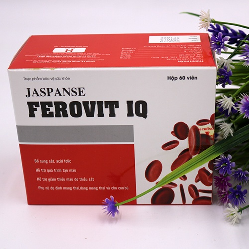 Jaspanse Ferovit IQ - Hỗ trợ bổ sung sắt cho bà bầu, acid folic hỗ trợ quá trình tạo máu (60 viên)