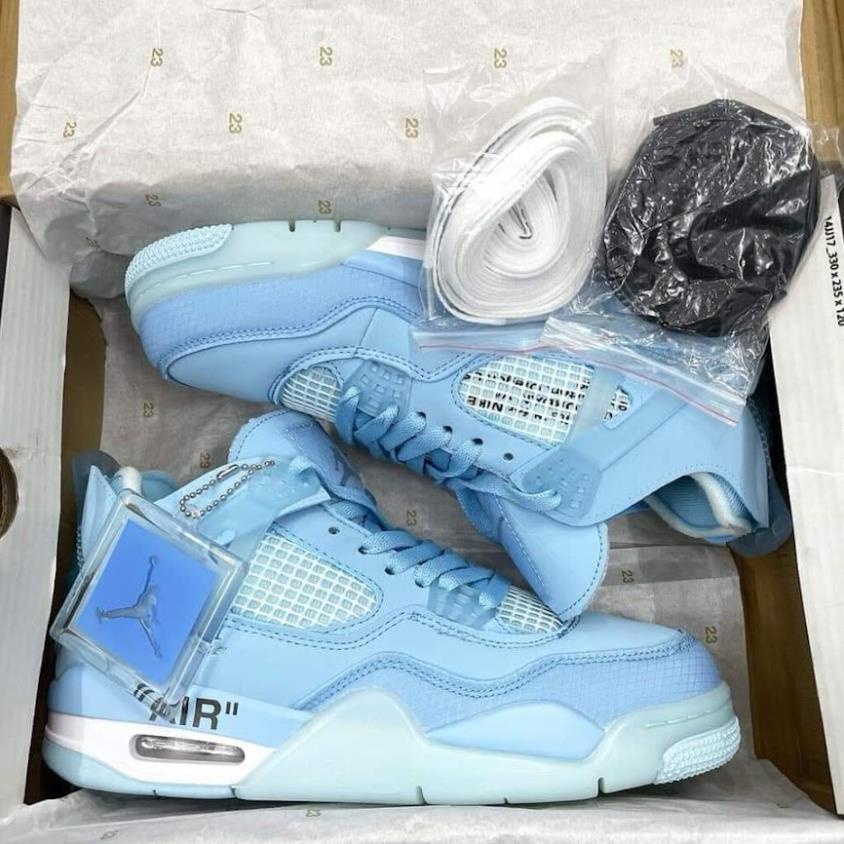 🔥freeship🔥 Giày Jordan 4 sail xanh dương, Giày thể thao jd4 hot nhất 2021 đủ size nam nữ tặng Full Box Bill + bộ 3 dây