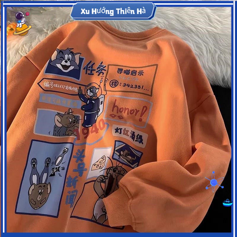 áo hoodie không mũ hoodie zip áo hoodie nữ form rộng áo hoodie nữ cute bigsize unisex Áo Thun Sweater Cổ Tròn Dáng Rộng In Hoạt Hình Phong Cách Nhật Bản Thời Trang Mùa Thu Dành Cho Nam 2021