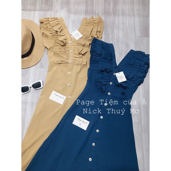 Váy thiết kế cổ bèo tiểu thư kèm ảnh thật (váy 2 kiểu, 1 kiểu k tay và 1 kiểu có tay) | BigBuy360 - bigbuy360.vn