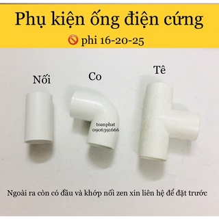 Phụ kiện ống điện cứng 🚫 phi 16-20-25| Ống điện tròn trắng