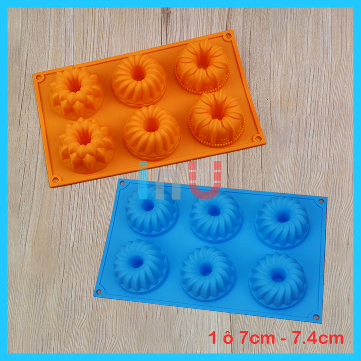 HCM - Khuôn silicon nướng bánh Bundt, làm rau câu Chiffon mini hoa 6 ô