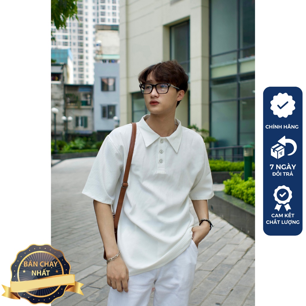 [𝑯𝒂̀𝒏𝒈 𝑯𝒊𝒆̣̂𝒖] Áo polo form rộng tay lỡ Unisex basic trẻ trung thun tổ ong | BigBuy360 - bigbuy360.vn