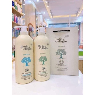 Cặp gội xả Biotin Collagen trắng siêu mềm mượt ngăn gãy rụng 1000ml