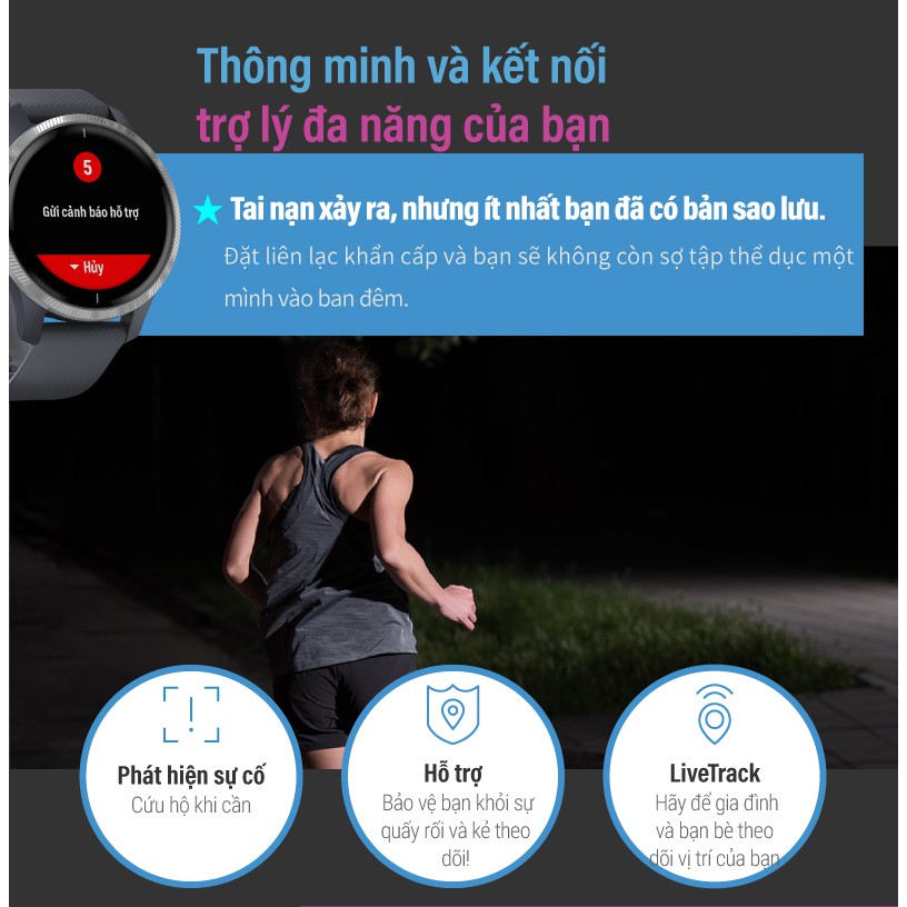 Đồng hồ thông minh Garmin Venu, GPS, Wi-Fi