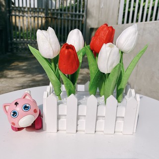 Chậu cây hoa Tulip cắm sẵn - Hoa giả trang trí để bàn