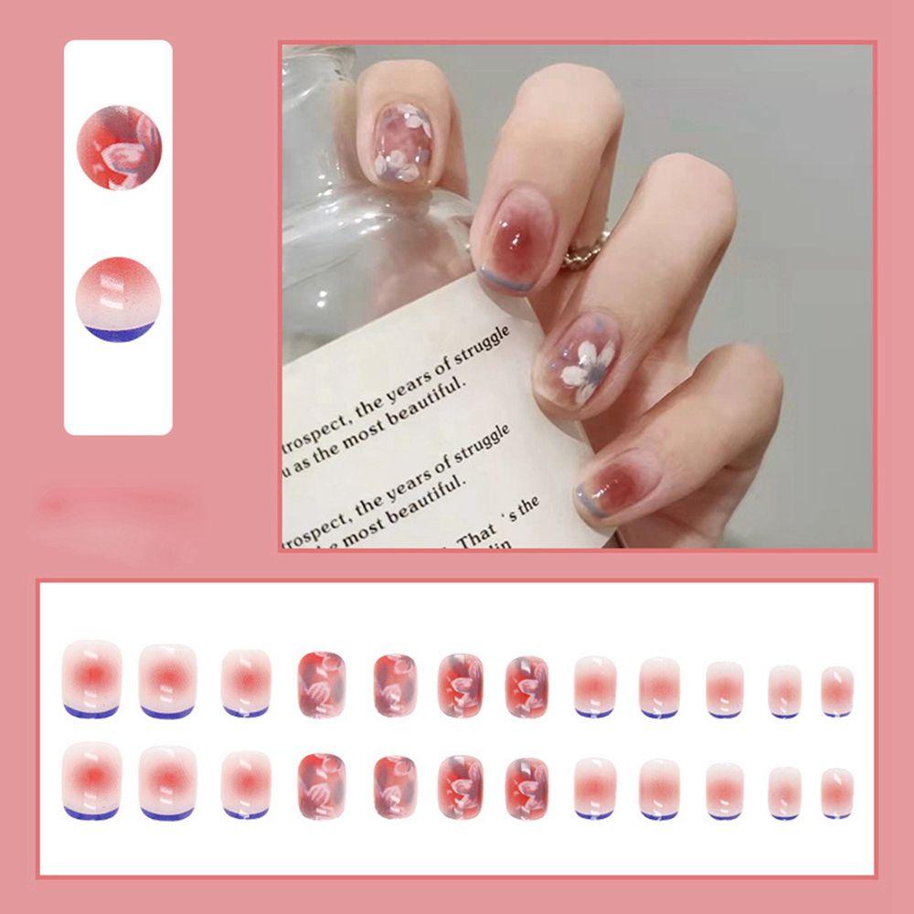 XIANTIN Hộp 24 Móng Tay Giả Ngắn / Tròn / Vuông Đính Kim Sa Che Phủ Toàn Diện