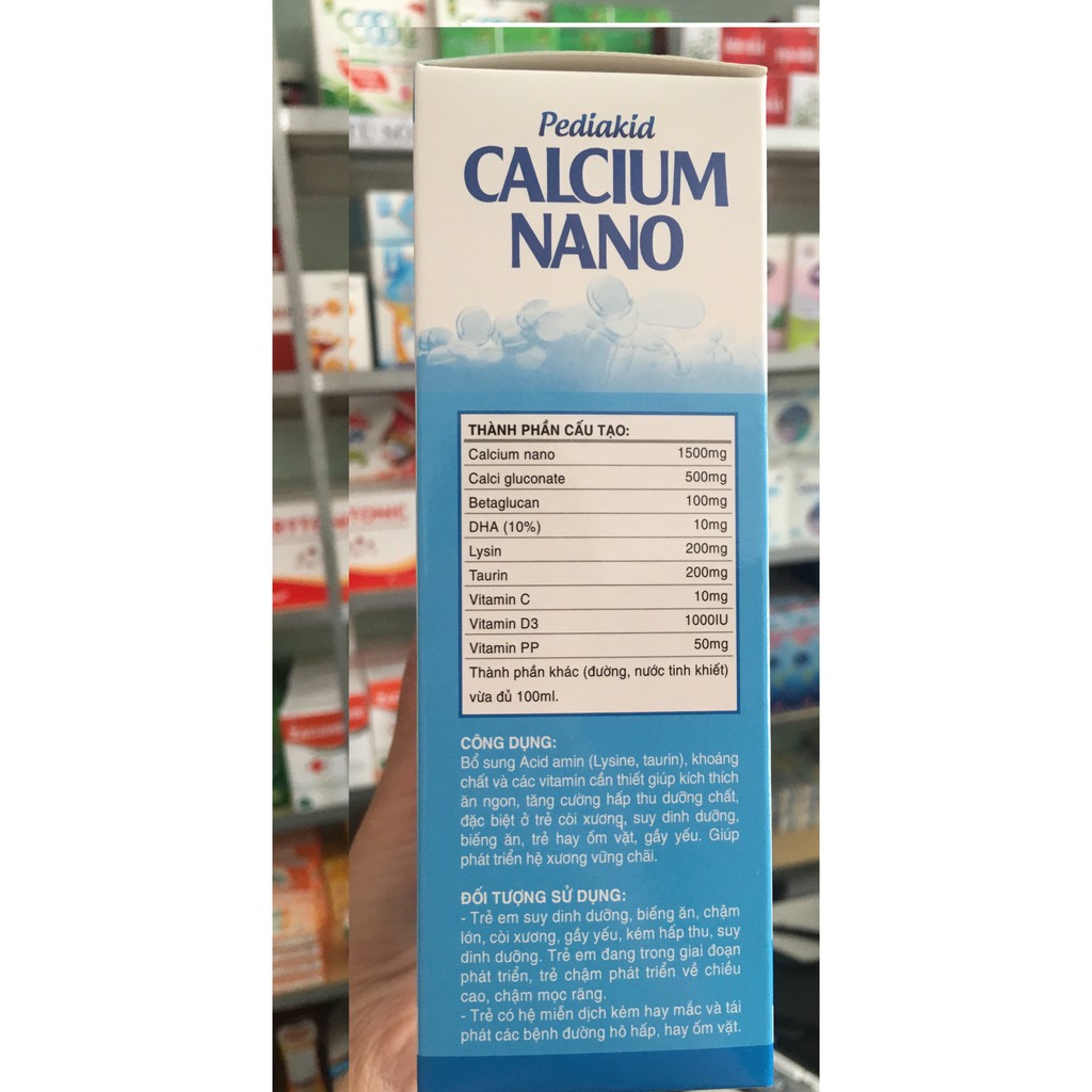 (✅Chính hãng) Canxi ống Pediakid calcium nano, canxi cho bé ăn ngon ngủ tốt