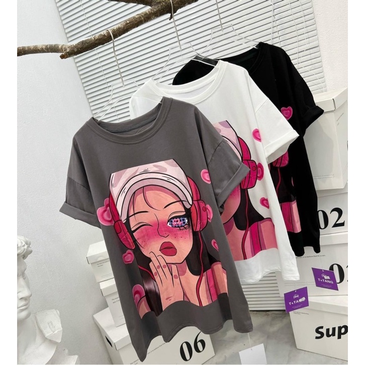Áo Phông Cô Gái Búi Tóc Tay Ngắn Hit Hot