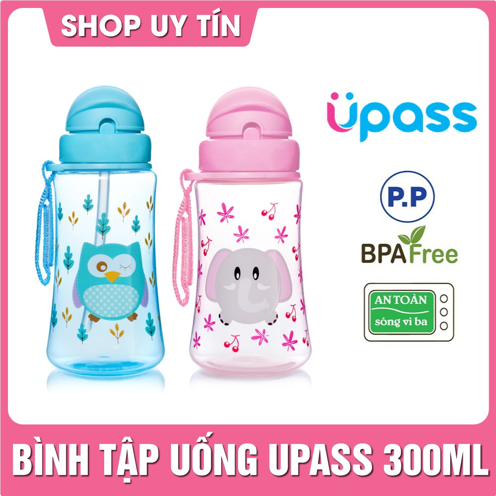 Bình tập uống nước cho bé có ống hút Upass 300ml - bình uống nước cho bé 1 tuổi