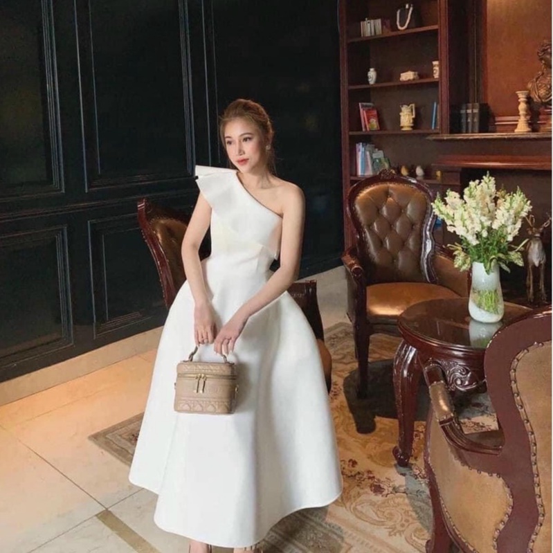 [Hỏa Tốc HCM] Đầm trắng lệch xoè - Maxi ngọc lan