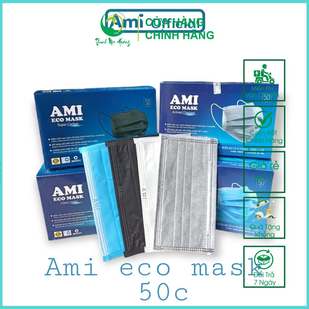 Khẩu trang y tế Ami eco mask 4 lớp kháng khuẩn (50 chiếc/ 1 hộp)