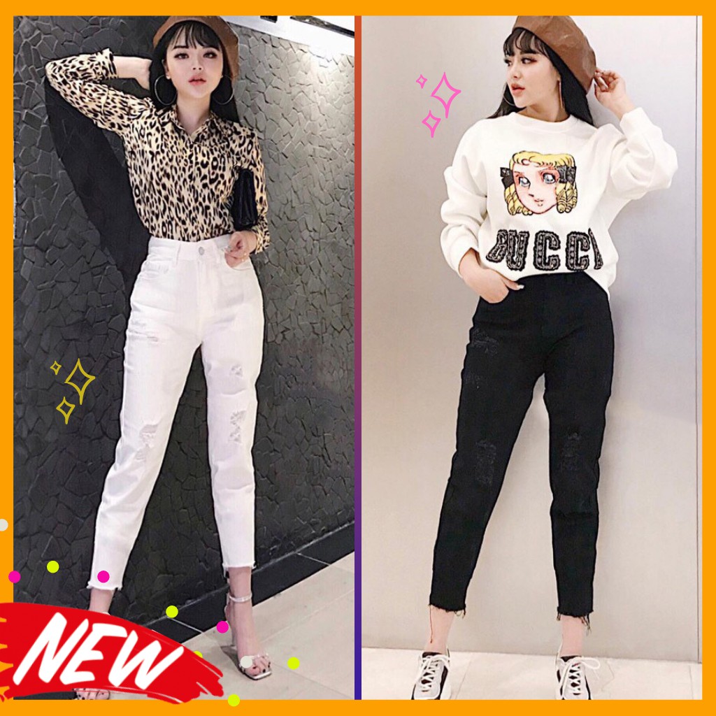 Quần Baggy Rách Trắng Đen - Quần Baggy Nữ -Tặng Vớ- Tashop MS070 | BigBuy360 - bigbuy360.vn