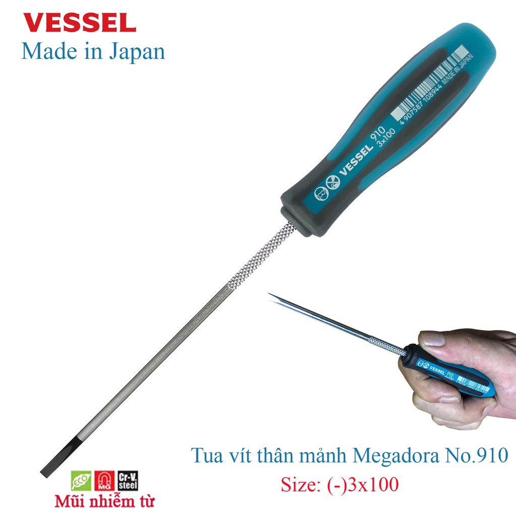 Tô vít cỡ nhỏ mũi dẹt Megadora No.910 Vessel, Nhật bản