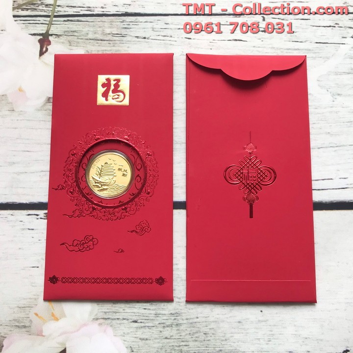 Bao lì xì mạ vàng Thuận Buồm Xuôi Gió quà tặng tiền lì xì độc lạ dịp Tết 2021, bằng Giấy bìa, hộp nhựa arylic - SP005082