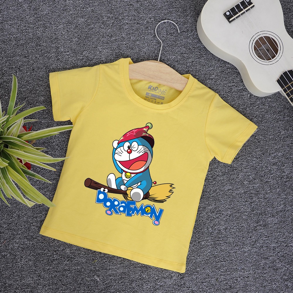 Áo thun bé trai bé gái doremon dễ thương cotton co giản dễ chịu thoải mái