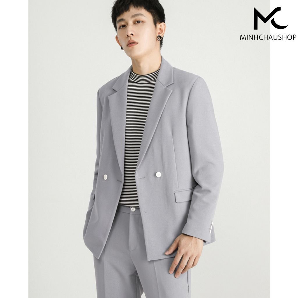 Set Blazer Nam Sanminhchau Bộ Vest Nam Gồm Áo Vest Và Quần Âu Lịch Lãm Sang Trọng Thời Trang Hàn Quốc Ad012