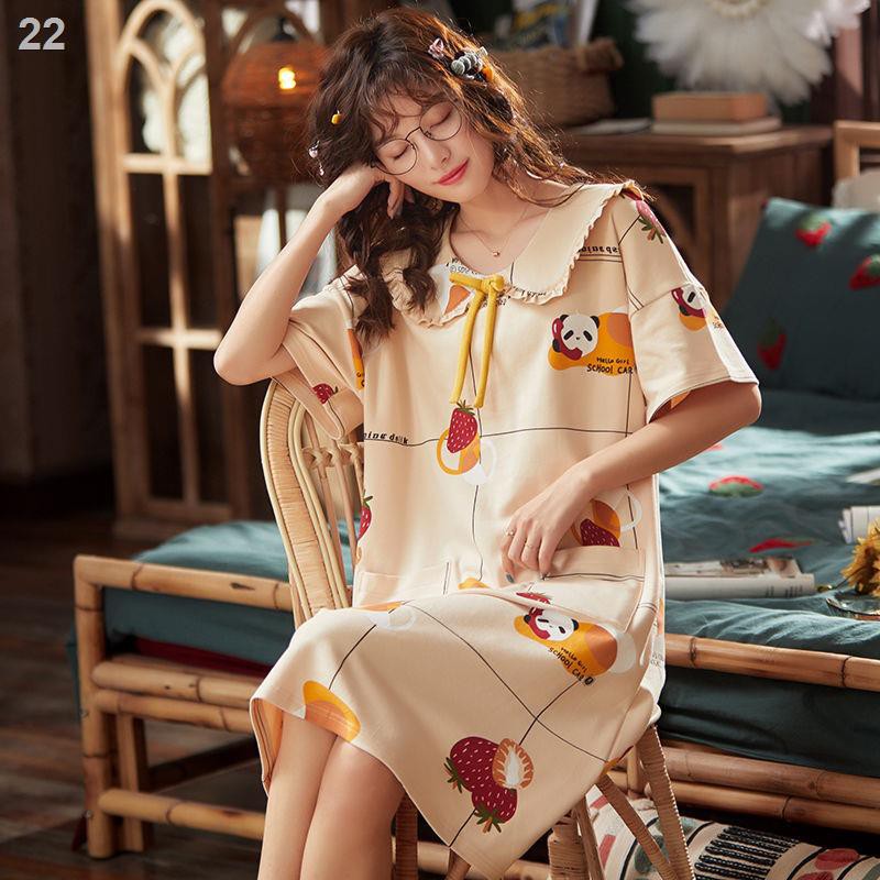 pyjamas nữ váy đêm hè mùa New Hàn Quốc phong cách sinh viên dễ thương dài tay cộng với kích thước phục vụ ở nh